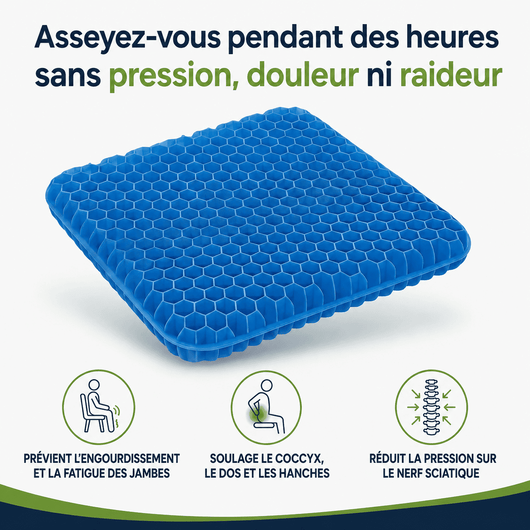 Coussin d’Assise Ergonomique 100 % Gel